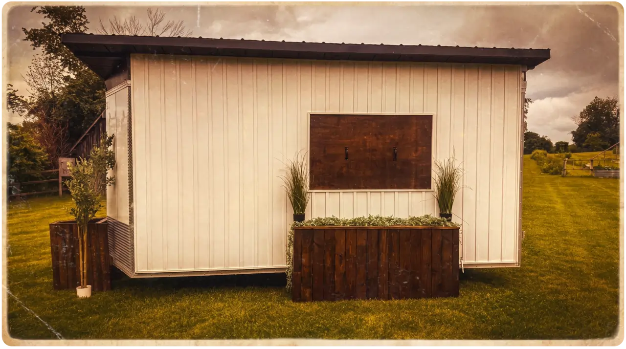 The Loaded Wagon trailer set up on a lawn